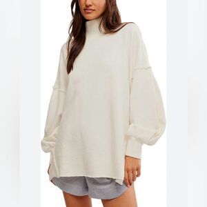 free people XS S M Coconut Milk Wonderful Oversized Cotton Sweater Pullover